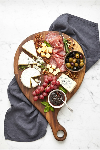 FH finehome Resta Wooden Cutting Board Oval Handle Large