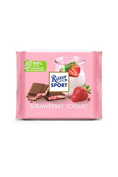 Ritter Sport Strawberry Yogurt - Çilek Parçacıklı ve Yağsız Yoğurt ve Çilekli Krema Dolgulu Sütlü Çi