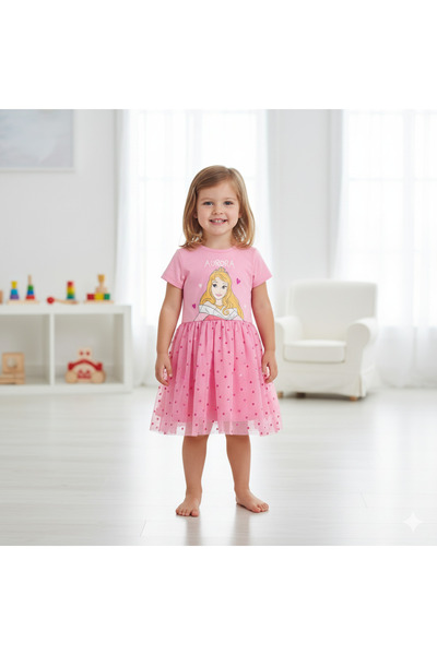 DİSNEY PRİNCESS PRINCESS - GIRL'S TULLE DRESS 100% COTTON | MESH 100% POLYESTER|
