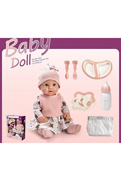 indiggo LUCKYBABY baby doll 40 cm with 6 accessories, diaper, bottle, rattle, cutlery, plate
