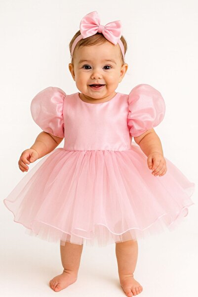 Hobidik Baby Rochie pentru fetiță din organza și tul cu mâneci balon