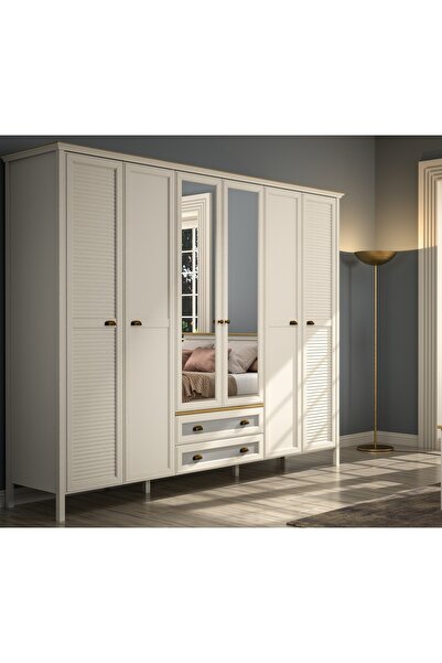 Sakura Ahşap Hunerika Elira Premium 6 kapılı Gardırop-Minifiks bağlantılı - a...