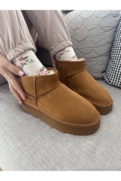 BURCU COLLECTİON FİONA İÇİ KÜRKLÜ KALIN TABAN TABA SÜET KADIN BOT