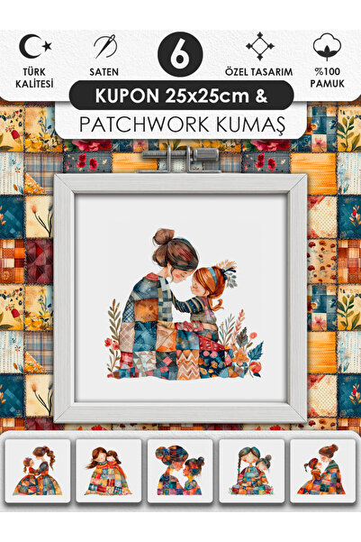 FabricMarket Patchwork Kumaş Seti – Dikiş ve Hobi İçin %100 Pamuk Desenli Kumaş Kuponları