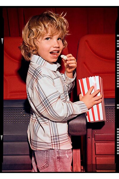 MAYORAL Ekose Uzun Kol Erkek Gömlek - Bej