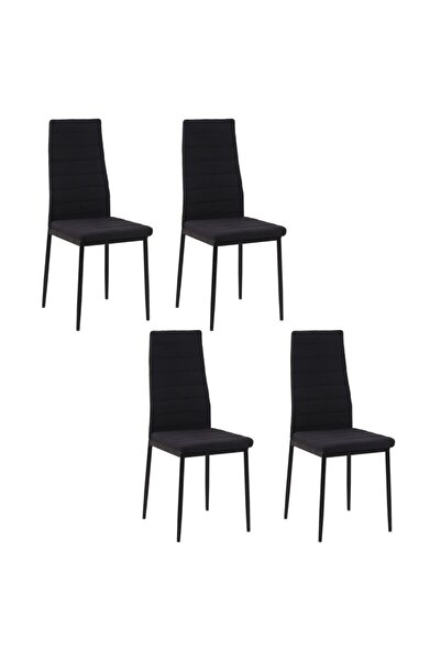 ART Set 4 scaune bucatarie/living, Tay, poliester, metal, negru, 41x50x97 cm