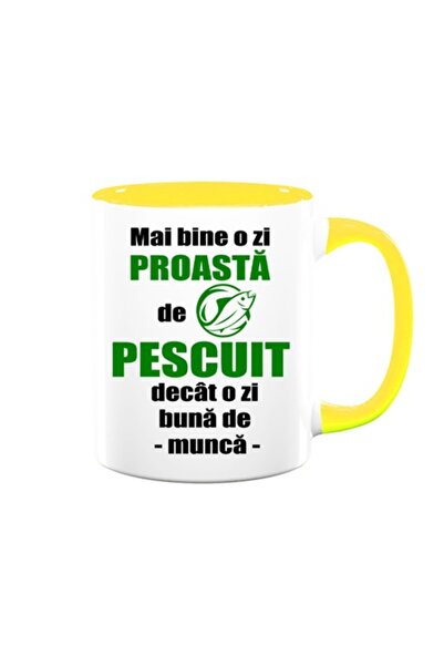 OEM Cană personalizată cu mesajul: „Mai bine o zi proastă de pescuit decât o ...