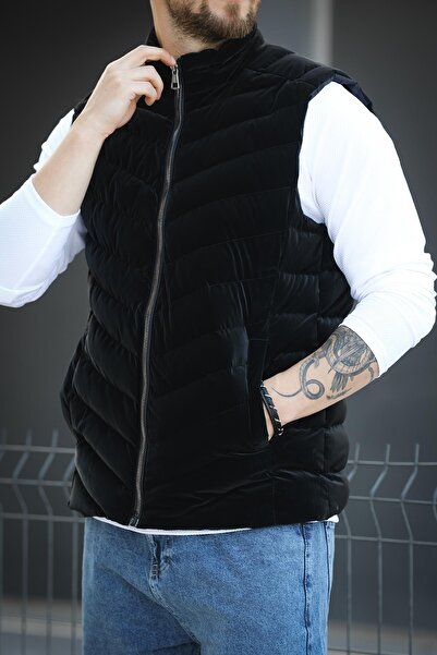 since 1990 man Manfaxy Pocketed Stand Collar Nova Shiny Fabric Men's Puffer Vest