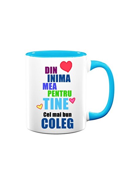 OEM Cană personalizată pentru coleg cu mesajul: „Din inimă pentru tine, cel mai bun coleg”, multicoloră, albă