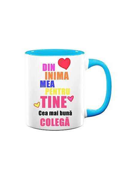 OEM Cană personalizată pentru coleg cu mesajul: „Din inimă pentru tine, cel mai bun coleg”, multicoloră
