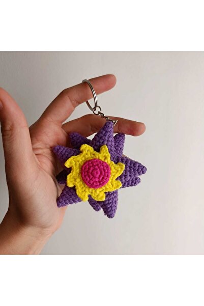 Masal Gurumi حلية حقيبة مفاتيح محبوكة يدويًا على شكل نجمة أميجورومي