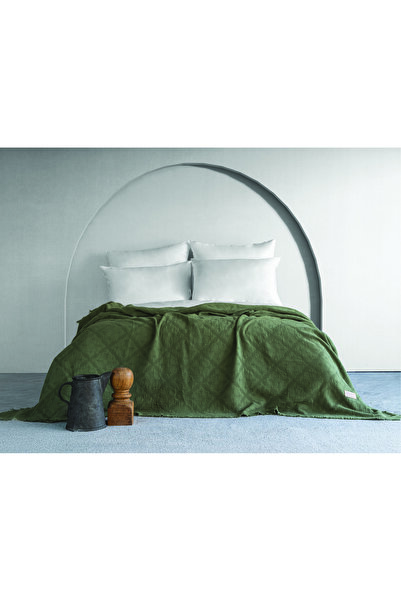 Dantela Lucca Corded Pattern Bedspread - Khaki