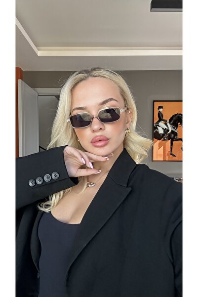 TomyHelf Şeffaf Çerçeve Siyah Cam Gold Detaylı Güneş Gözlüğü