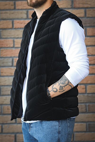 since 1990 man Manfaxy Pocketed Stand Collar Nova Shiny Fabric Men's Puffer Vest