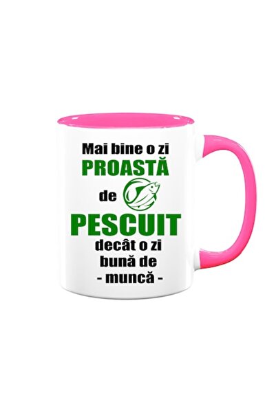 OEM Cană personalizată cu mesajul: „Mai bine o zi proastă de pescuit decât o ...