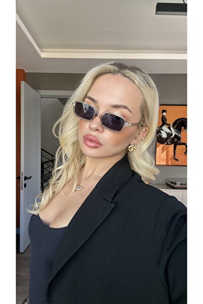 TomyHelf Şeffaf Çerçeve Siyah Cam Gold Detaylı Güneş Gözlüğü