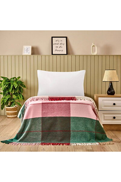Evidea Pătură moale din bumbac Vintera - roșu / verde - 150x200 cm