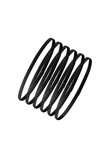 New Obsessions Flexible Black Sports Headband 6 Pack