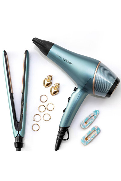 Remington Uscător de păr AC9300 Shine Therapy Pro, 2200W, ionizare, motor AC, jet de aer rece, albastru