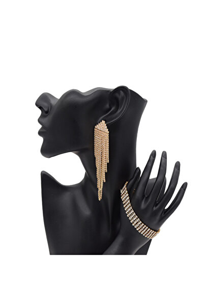 velve Set Darias, cercei si bratara din pietre semipretioase, auriu