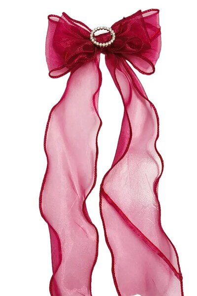 TAKIŞTIR Burgundy Color Stone Detailed Ribbon Figured Vending Machine Buckle