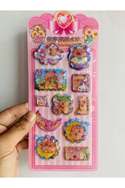 synshop Autocolant 3D cu sclipici de capibara, autocolant de îndepărtare