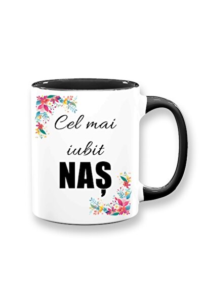 OEM Cană personalizată pentru Naș cu mesajul: „Cel mai iubit naș”, design flo...