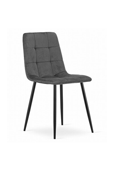 Leobert Scaun bucatarie/living, Artool, Kara, catifea, metal, gri si negru, 4...