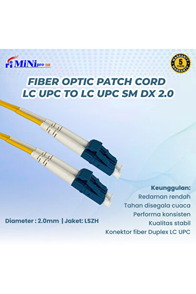 Mini pro Fiber Optic Patch Cord LC to LC/UPC Patch Cable-2Meter | Single Mode Simlex,9/125 UPC 2.0mm LSZH