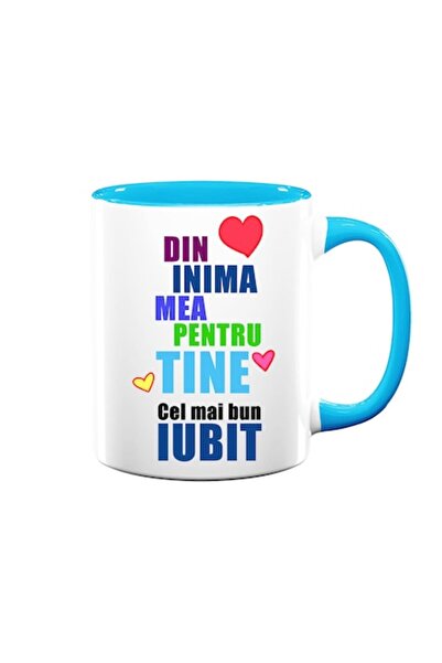 OEM Cană personalizată pentru iubit/ă cu mesajul: „Din inima mea pentru tine, cel mai bun iubit/ă”, model multicolor, B
