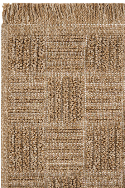 Cool Halı Mirage Brown Checkerboard Patterned Rug with Non-Slip Base Washable Bohemian Living Room Balcony Rug