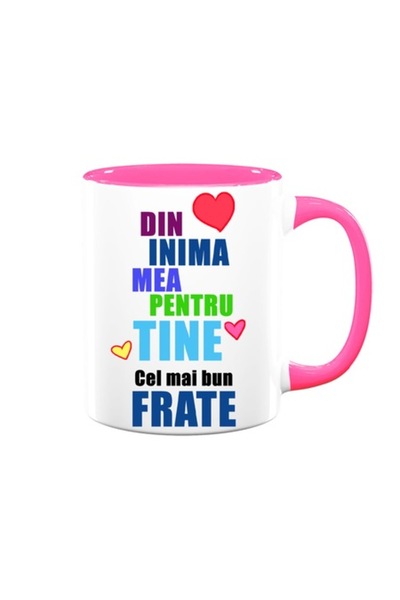 OEM Cană personalizată pentru frate cu mesajul „Din inimă pentru tine, cel ma...