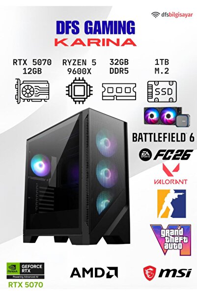 MSI DFS GAMING KARINA RYZEN 5 9600X-B650M-RTX 5070 12GB-32GB DDR5 RAM-1TB M.2...