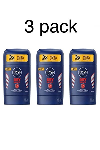 NIVEA Dry Impact deodorant stick for men, pack of 3 x 50 ml - lasts 48 hours ...