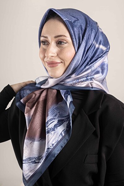 Akel “Ψηφιακό κρυστάλλινο μοτίβο κασκόλ 95x95 – Παστέλ μοτίβο-1