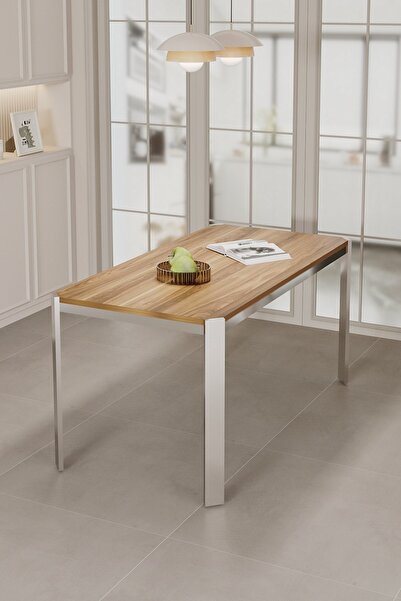 asaella mobilya Nexa Demir Metal Ayaklı 70x120 Sabit Masa Yemek Odası Takımı, Mutfak Takımı 4 Adet Sandalye