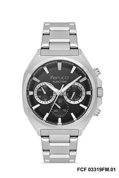 Ferrucci Fcf03319Fm.1 Silver Color Black Dial All Functions Active Men's Wris...