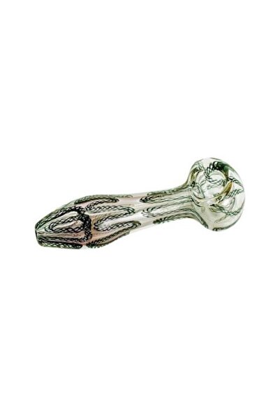 OEM Pipe made of borosilicate glass, Green/Transparent/Black, 11.5 cm