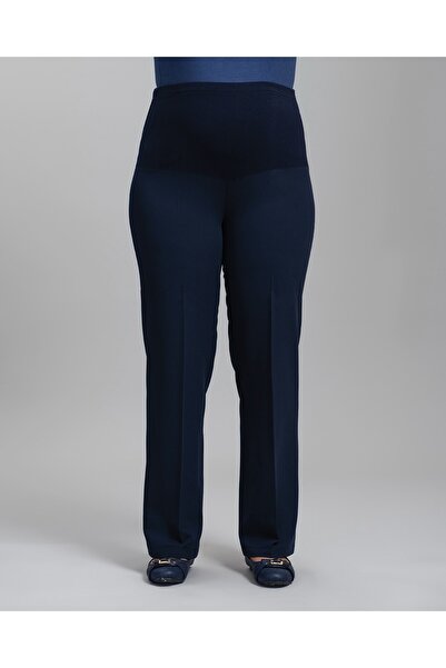 Desen Hamile Giyim Lacivert Kumaş Büyük Beden Hamile Pantolon