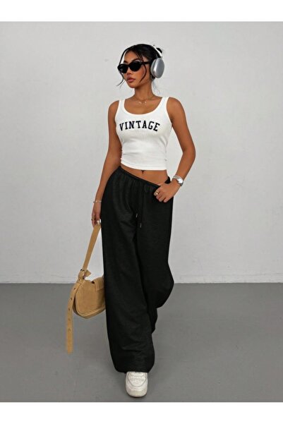 LAUSRA بنطلون نسائي أسود مقاس كبير فضفاض وفضفاض من ALTI بنطلون رياضي مرن من ا...