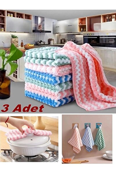 Tasarım Evi 3 Adet Mikrofiber Yumuşak Dokulu Temizlik Bezi 30*30 Cm Mutfak Bezi Leke Tutmaz Koku Yapmaz