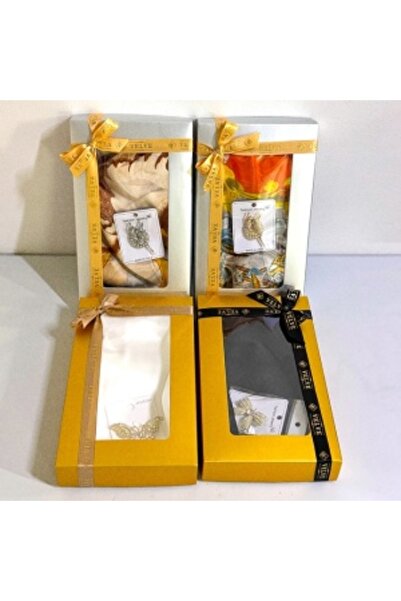 velve Silky Gift Set for Women with Elegant Scarf and Brooch in Gift Box