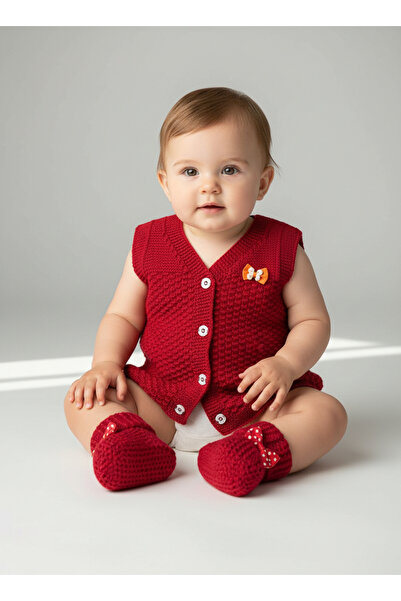 EruZan Girl's & Baby's Double Knit Vest Booties Set 1-2-3 Years Old