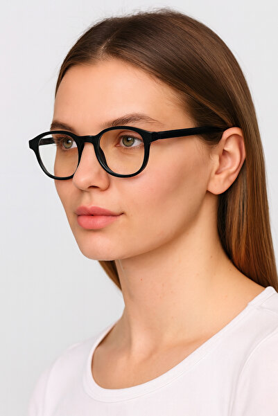 MACERATİ Hoani Unisex Black Oval Frame Blue Block Blue Light Filter Screen Glasses