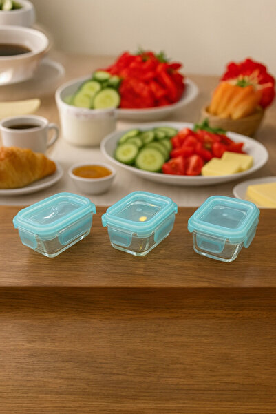 Evsun Home Collection 3 Pcs Mini Vacuum Glass Storage Set 8Cmx10.5Cmx6Cm