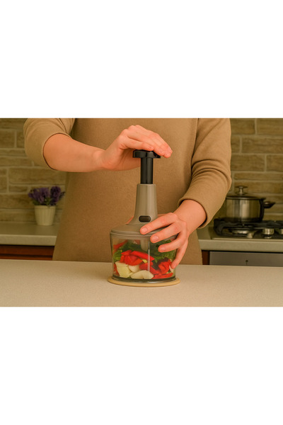 ROYALGROSS El Rondosu 3 Bıçaklı Kilitli Doğrayıcı – Sebze Meyve Doğrama Apara...