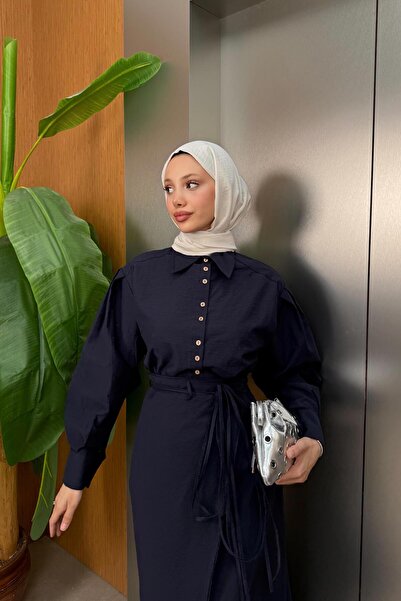 QUQA Verev Bağlamalı Tasarım Etekli Takım - Lacivert