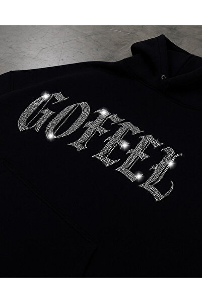 Gofeel Unisex Oversize Glitter Stone Printed Sweatshirt