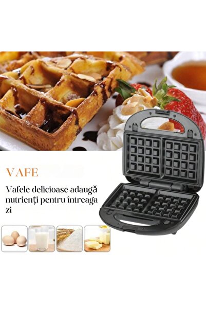 varioshop Aparat de sandvișuri 3 în 1 VarioShop®, sandvișuri, gofre și gogoși, putere 850W, termostat automat,