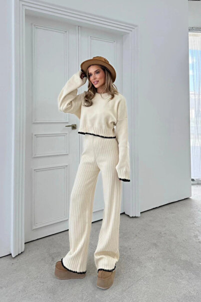 NEWCO Set de tricotaje spaniolă cu cusături în mâneci, pulover și pantaloni